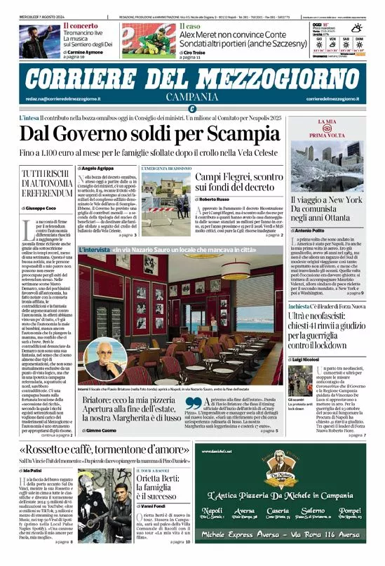 Prima-pagina-corriere del mezzogiorno-del-2024-08-07